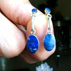 925 Sterling Silver Vintage Sodalite Earrings
